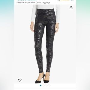 Spanx faux leather camo leggings